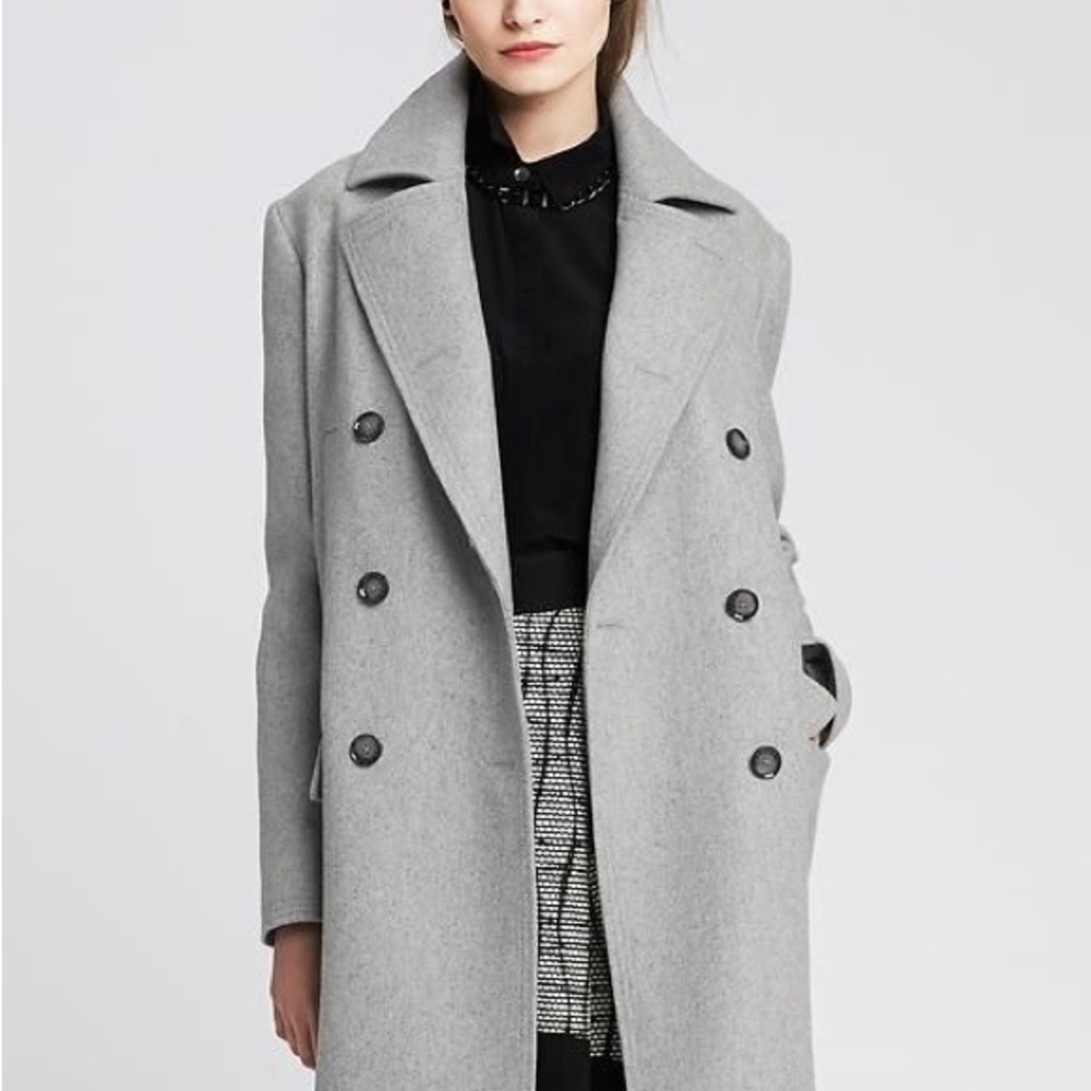 Banana Republic - Long Grey Wool Peacoat